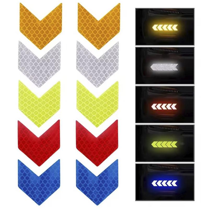 10Pcs 4.5*4cm Car Night Reflective Stickers,Safety Warning Tape,Blue/Red/White/Yellow/Fluorescence Green Car Decoration Stickers