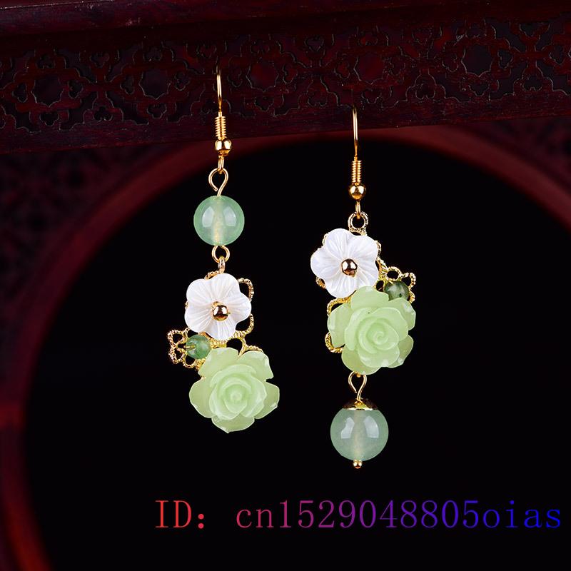 Серьги с зеленым нефритом и цветком, женские ювелирные изделия, драгоценный камень, кристалл, натуральный циркон, халцедон, амулет, модный шарм, 925 серебряные подарки