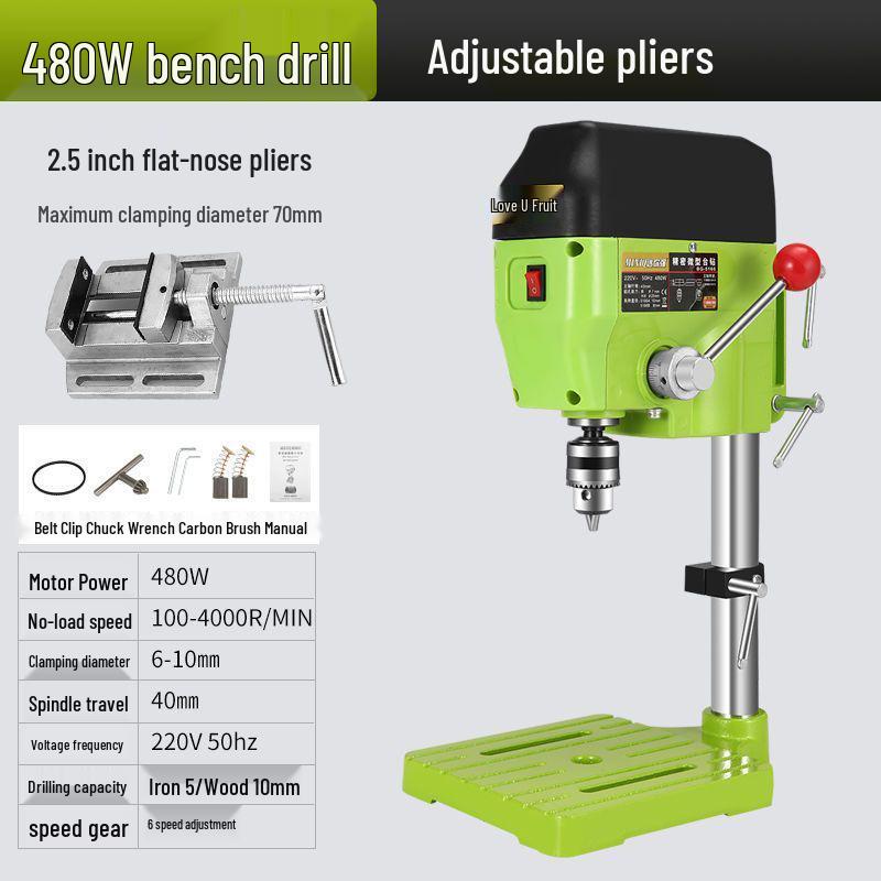 220V High-Power Multifunctional Bench Drill: Precision, Speed Adjustable, Small Electric Desktop Drilling & Milling Machine.