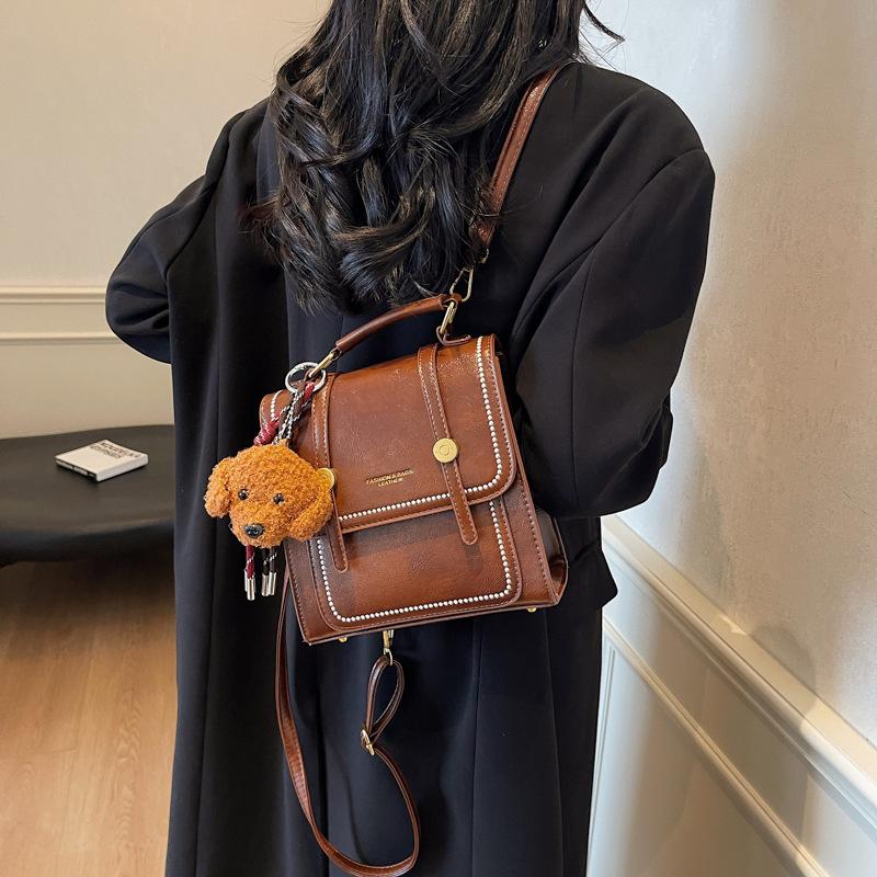 Niche Design Bag Women 2025 New Contrasting Color Portable Backpack Retro Versatile Travel Backpack