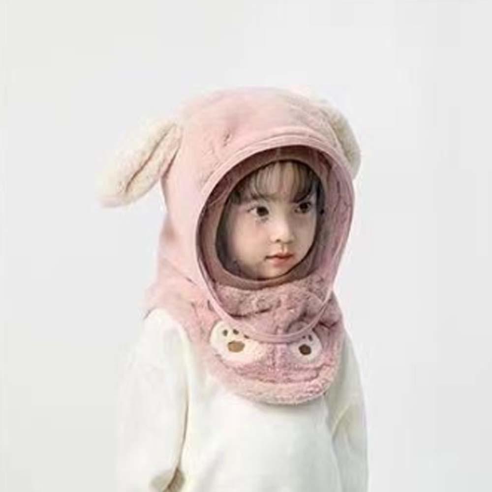 Fleece Children's Integrated Hat Anti Fogging PVC Baby Neck Cap Baby Detachable Cap Set  Autumn