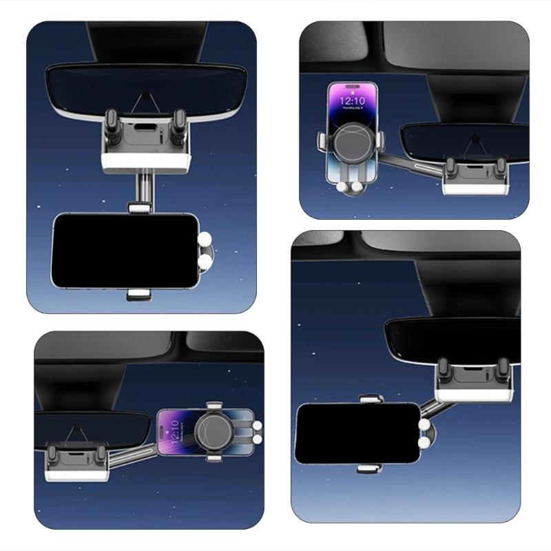 Универсальное крепление для смартфона на зеркало заднего вида автомобиля, 360-градусное вращение и регулируемая длина, подходит для любой модели автомобиля