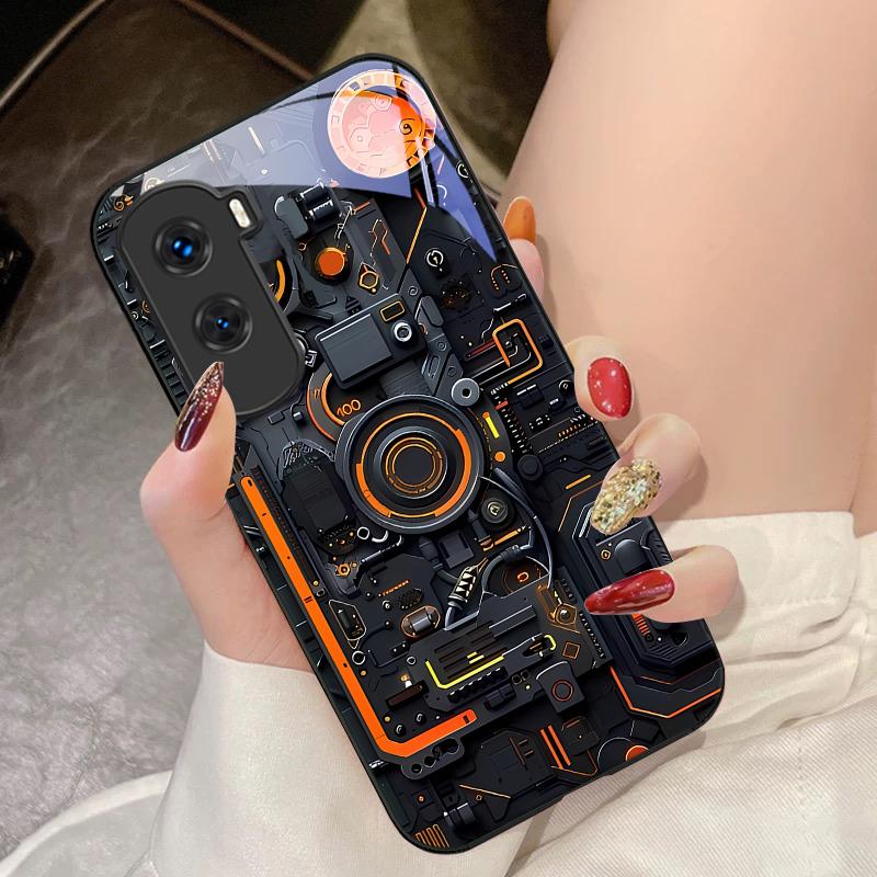 Механическое устройство Черный Для Honor 200 90 8X 9X Pro Lite P50 P40 Nova 10 11i P60 Magic4 6 Mate 20 50 Чехол для телефона из закаленного стекла