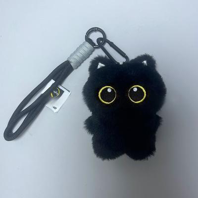 Креативный милый плюшевый кулон в виде черного кота-камеры, брелок, подвеска для рюкзака, украшение