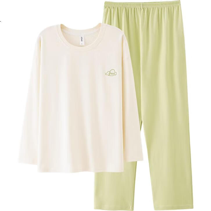 JOAE [Super Cool Series] Pure Cotton Women's Pajamas Autumn And Winter Pullover Long-Sleeve Long Pants Couple's Loungewear