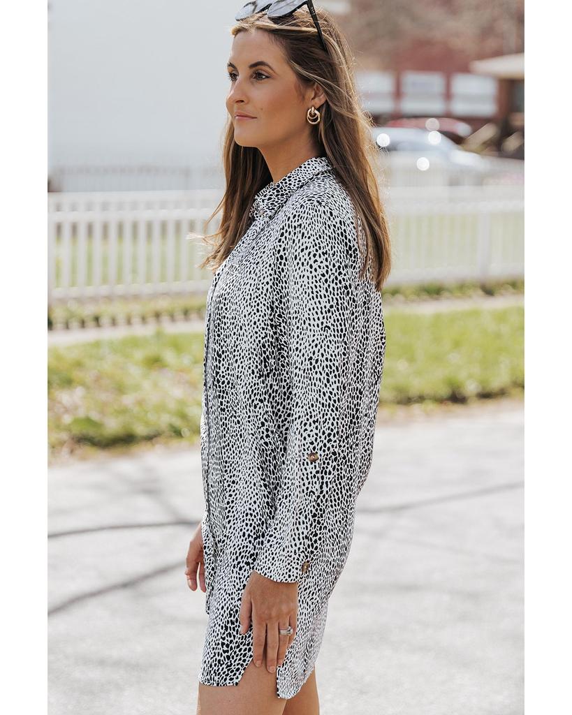 Azura Exchange Платье-рубашка с леопардовым принтом