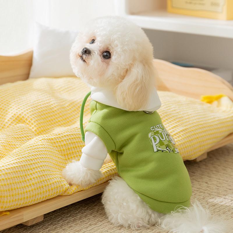 Hooded Pet Sweater Warm Thermal Cotton Two Legs Outfit Winter Dog Cat Clothes Comfortable Pet Hoodie Leash Hole Soft Pet Jacket