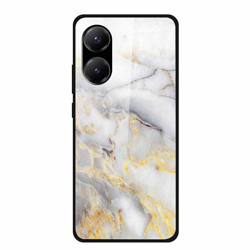 Закаленное Стекло Чехол для Poco X7 Pro Задняя Крышка ПК Жесткие Ударопрочные Чехлы для Xiaomi PocoX7 Pro Funda Мраморная Текстура Модный Coque