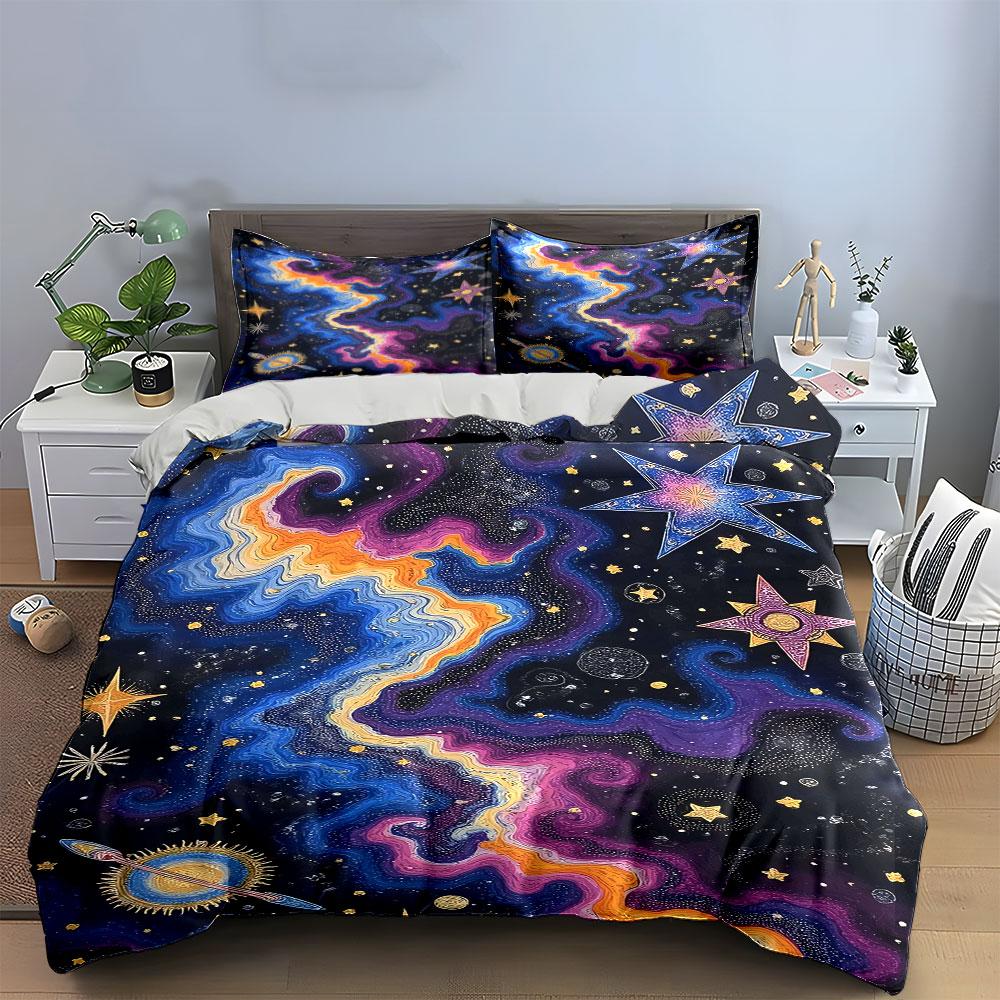 Swirling galaxies, stars, planets. Bedding sets Duvet cover sets Duvet covers Pillowcases(1 * Duvet Cover 2 * Pillowcases without duvet insert)