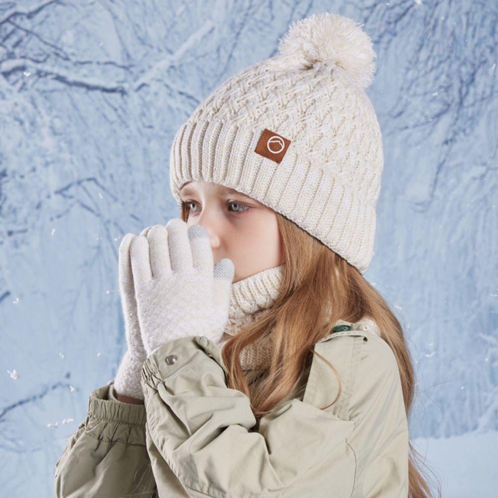 3Pcs Ear Protection Kids Winter Hat Scarf Gloves Set Unisex Scarf Cap Fashion Children Beanie Cap