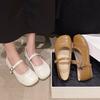 Soft Leather French Beanie Shoes Women's 2024 Summer and Autumn New Shallow Mouth Single Shoes Soft Sole Gentle Retro Versatile Mary Jane