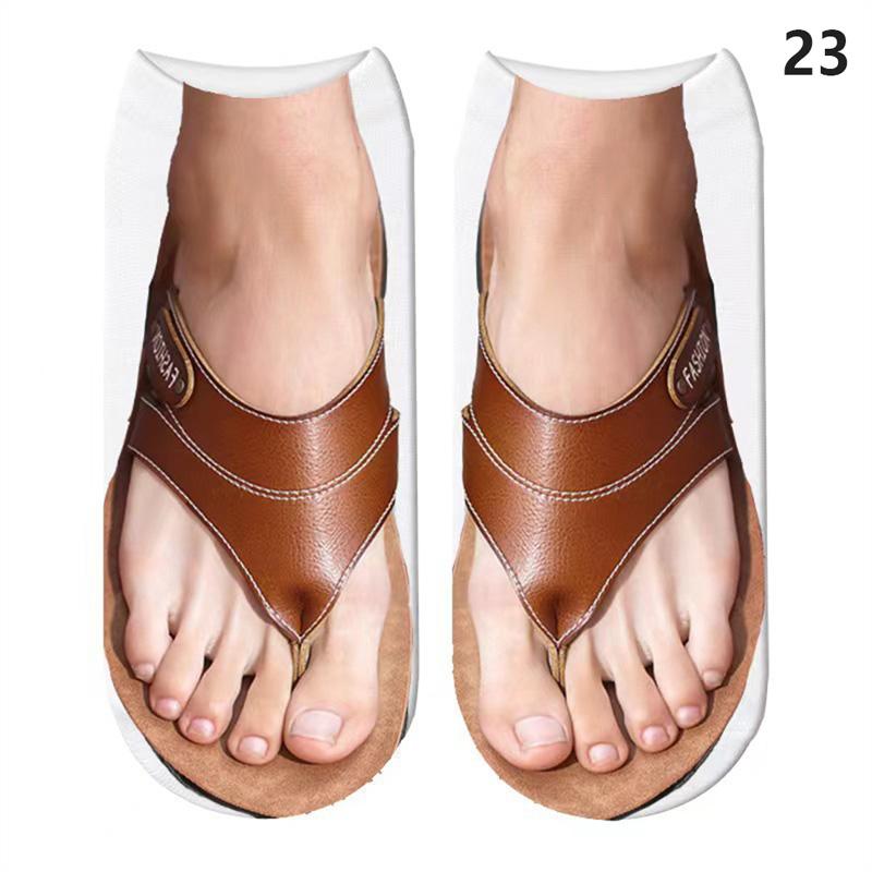 Симпатичные 3D носки со следами, женские кавайные хлопковые носки до щиколотки для девочек