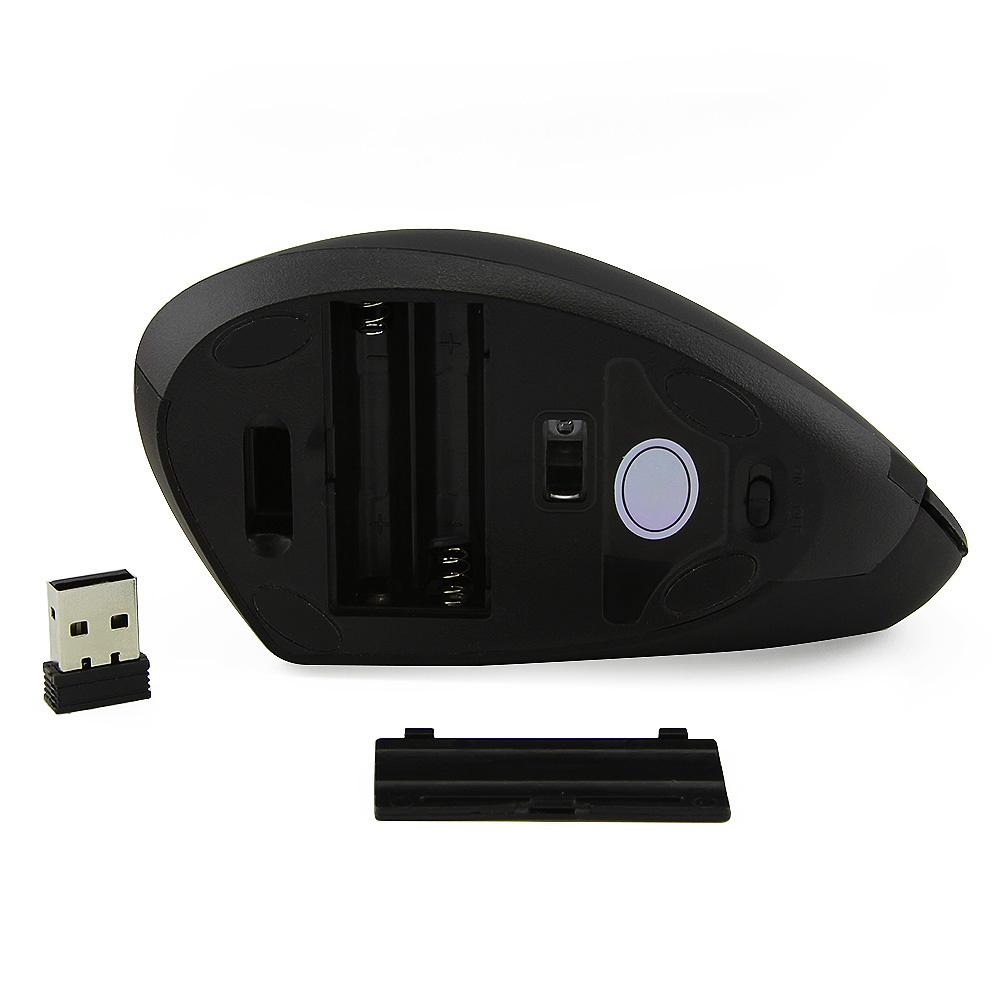 Ergonomic Optical Vertical Mice 6 Keys USB Wireless Mouse 2.4GHz 1200DPI Black
