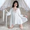 Crispy new spring and summer comfortable pajamas backless sweet embroidered lace suspender pajamas women's cardigan loungewear set