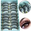 10 Pairs Handmade Fluffy Natural  Crisscross 3D Faux Mink Hair False Eyelashes Extension Tools