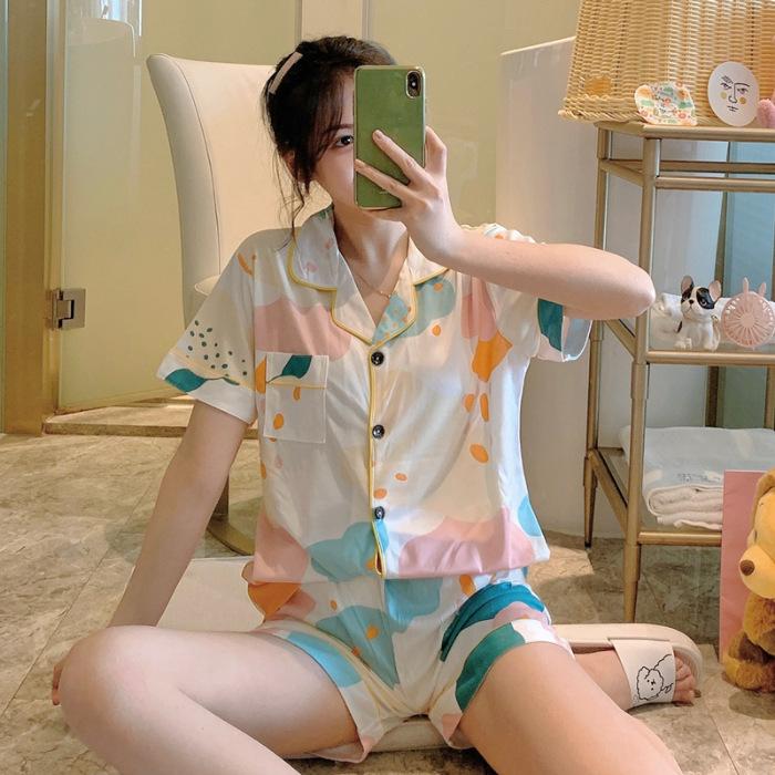 Pajama Set for Women In Summer, Cute Strawberry Print, Sweet Girly Korean Style Casual Design, Soft and Simple Pajamas for Women