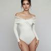 Новый сексуальный комбинезон с кружевной вставкой, с открытыми плечами, с длинными рукавами, облегающий