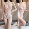 Sexy Underwear Back Cross Strap Pajamas Lace Sexy Sweet Cute Suspender Show Big Open Set