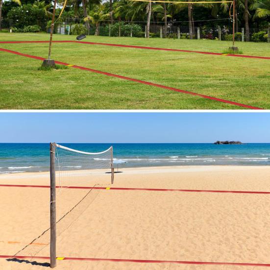 6 шт. пляжных волейбольных линий, наружные линии для волейбольной площадки, сетка для волейбольной площадки с гвоздями для закрепления на земле