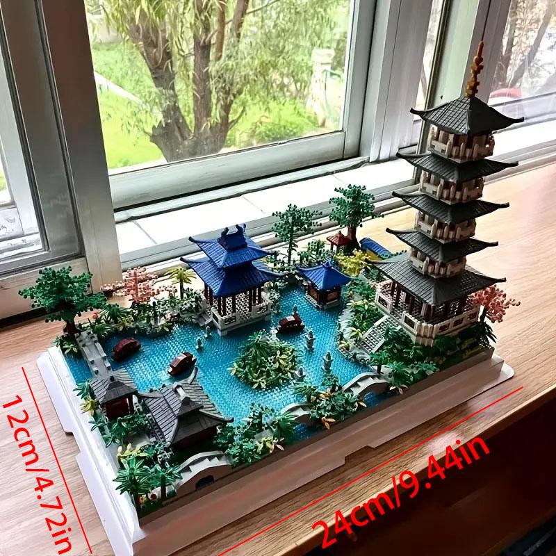 Нетоксичные строительные блоки Hangzhou West Lake, собранные, 1560 деталей, сложные строительные игрушки, рождественские подарки, подарки на день рождения, подходят для