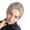 Fashion Women Suede Pearls Twist Turban Cap