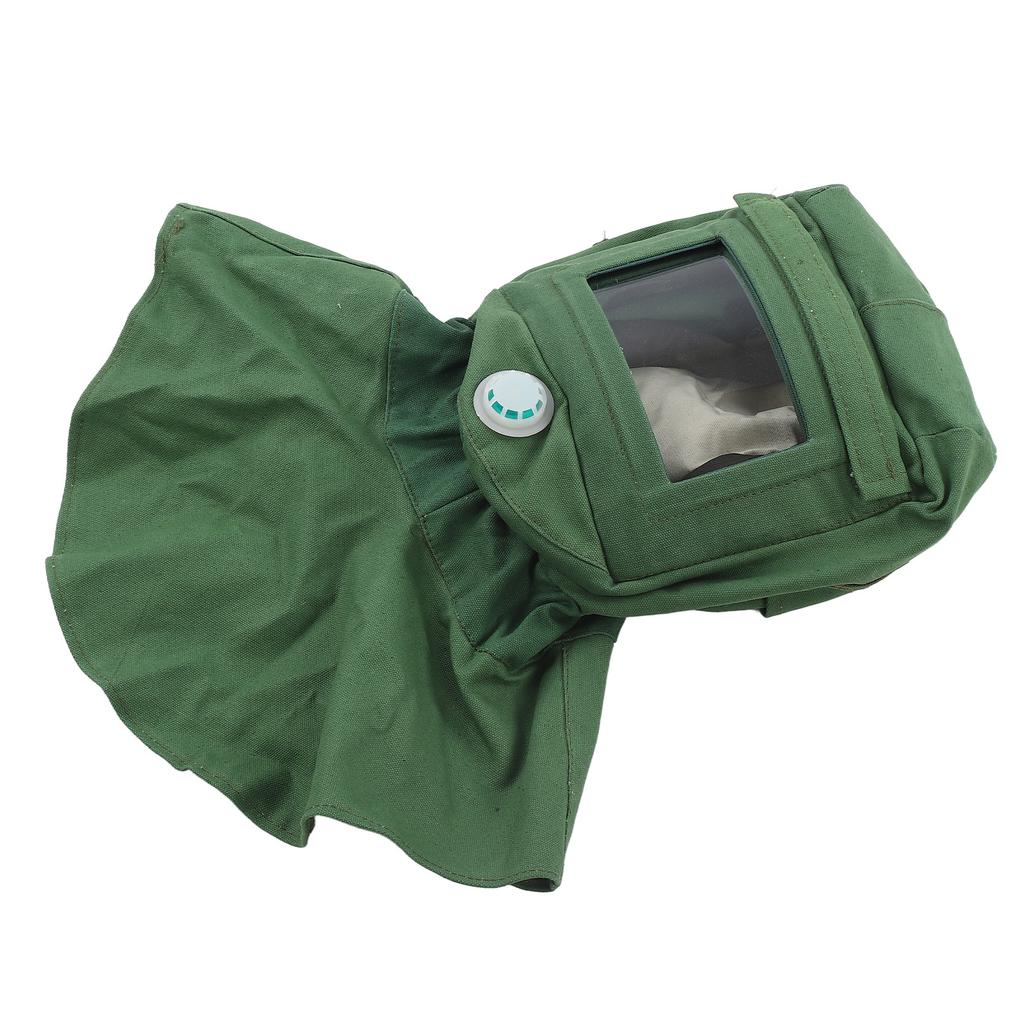 Sand Blasting Hood Cap Face Shield Vent Dustproof Windproof Canvas Shawl Cut Scratch Heat Resistant Neck Protector