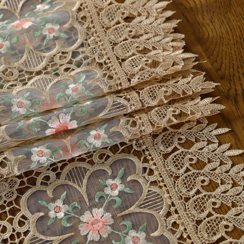 Proud Rose Lace Embroidery Table Runners TV Cabinet Cover Cloth Tea Table Flags Pastoral Table Cloths Wedding Table Decoration