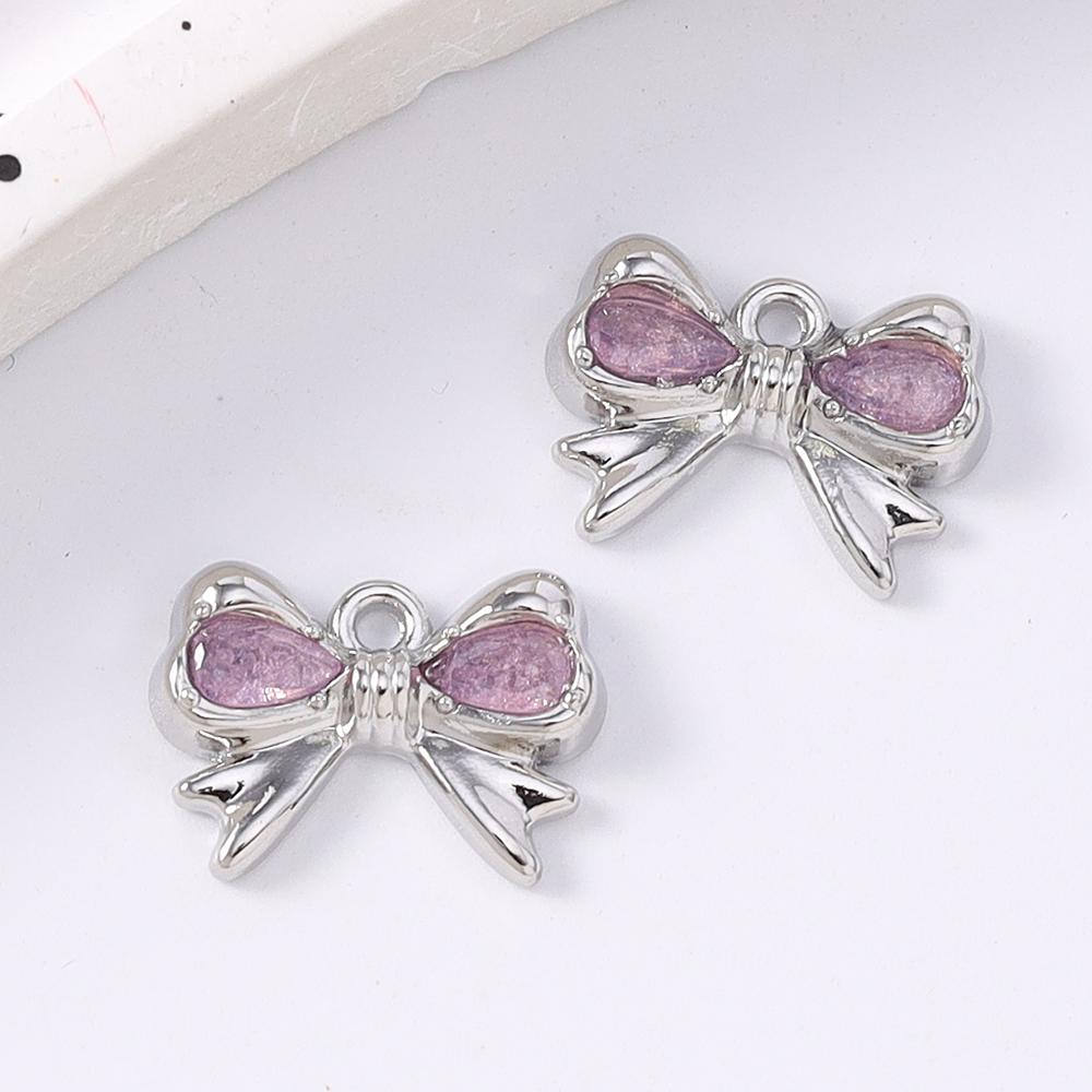 5pcs Cute Crystal CZ Bowknot Charms Pendants for Jewelry Making Necklace Earrings Bracelet DIY Handmade Accessories Supplies