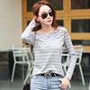 Cotton T-Shirt Women Long Sleeve Striped T Shirt Spring Autumn Female Clothing Shirt Blouse Tops