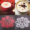 8Pcs Coffee Pattern Mold Christmas Portable Plastic Latte Coffee Decorating Stencil for Coffee