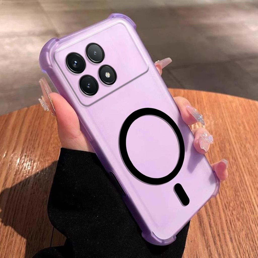 Магнитное кольцо DIY Желейный чехол для Xiaomi POCO X6 Pro 5G Защита от падения с подушками безопасности по углам
