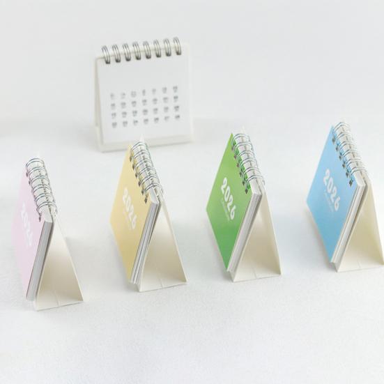 2026 Mini Desktop Calendar Cute Cartoon Desk Planner with Spiral Binding Small Planning Notebook