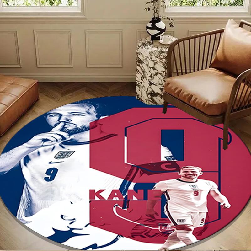 1PC Football Player Kane Round Rug for Livingroom,Bedroom, Palyroom, Chair Rug, Area rug, Circle Carpet, Large Size Fan Christmas gift