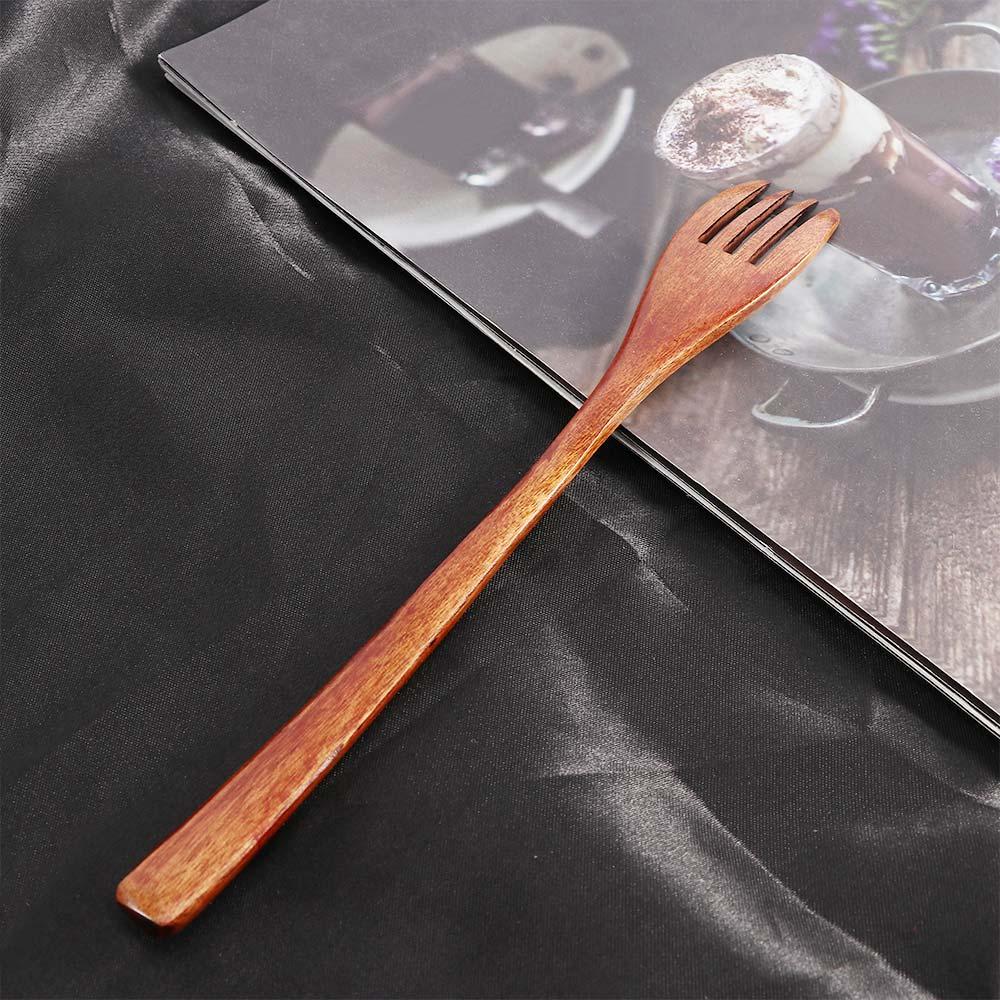 Kitchen Kids Japanese Style Cooking Eco-friendly Natural Wooden Forks Tableware Cutlery Dinnerware