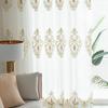 European-Style Vintage Luxury Sheer Embroidered Curtains, Featuring A Top Rod Pocket for Hanging, Suitable for Living Rooms, Dining Rooms