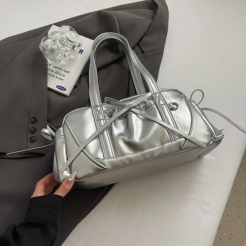 Сумки через плечо из искусственной кожи с бантом в стиле ретро для женщин 2024 года, новый тренд зимы 2020 года, модная сумка-тоут, женские сумки