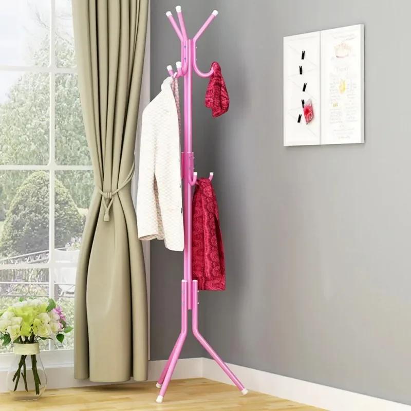 Vertical Coat Rack Floor Standing Space Saving Home Metal Material Clothes Rack Cloth and Hat Hangers Minimalist Clothes Hanger