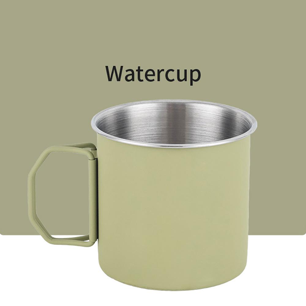 Portable Stainless Steel Camping Mug 250/350ml Handle Foldable Outdoor Tableware Kitchen Equipment Travel Hiking Picnic Utensils.