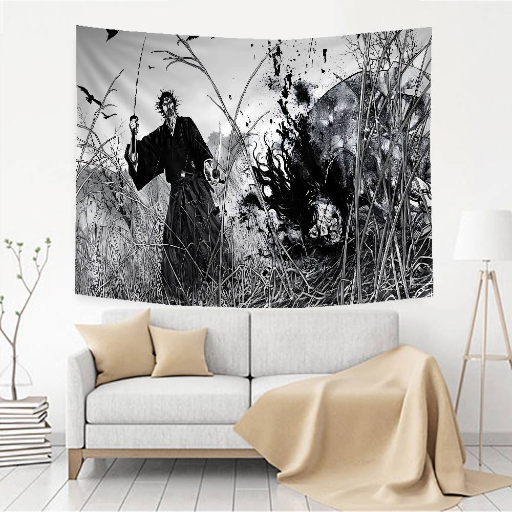 Anime Vagabond Tapestry Art Printing Japanese Wall Tapestry Anime Wall Hanging Home Decor