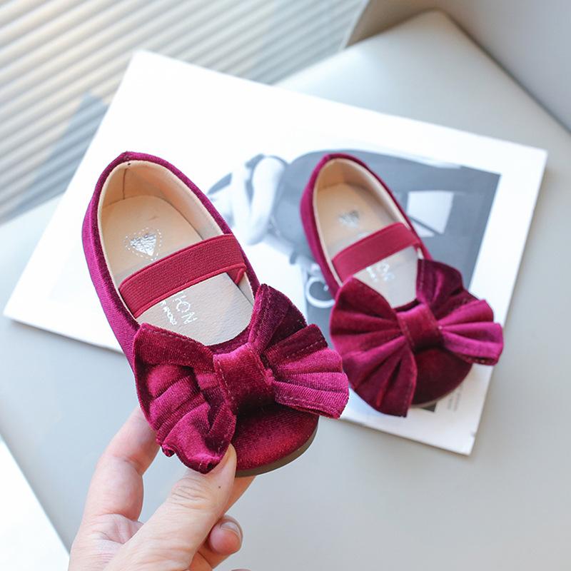 Kids Leather Shoe Spring Autumn Retro Style Bowknot Ballet Flats for Girls Fashion Versatile Princess Children's Flats Causal