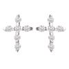 [Q2947] - Silver 'Cross' Silver White Earrings (rhodium-plated) - 9x7 Mm