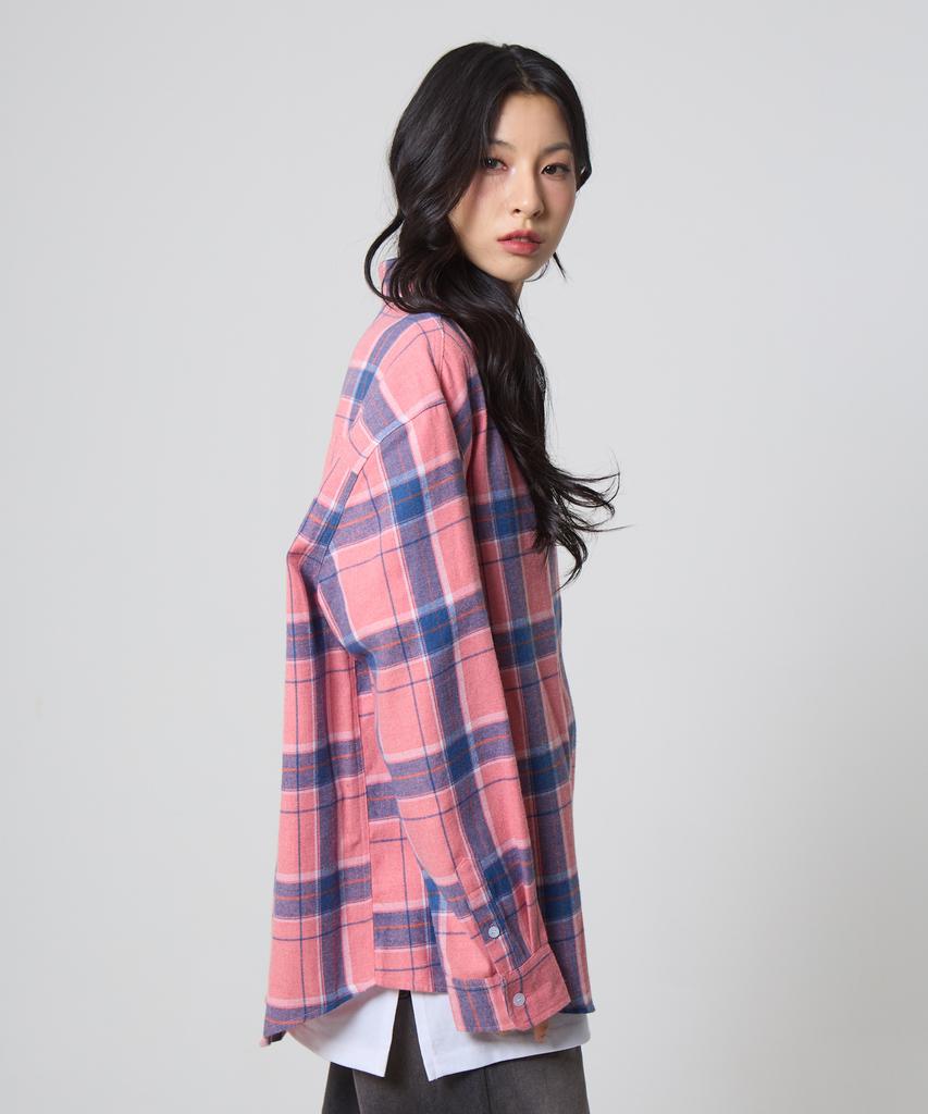 UNKNOWN PLANET Oversized Check Shirt Pink