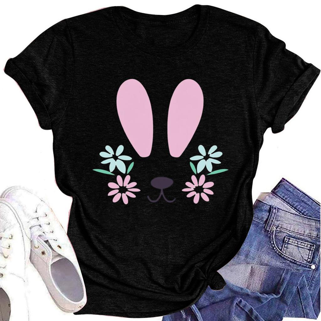 Women's Printed Round Neck Short-sleeved T-shirt Top