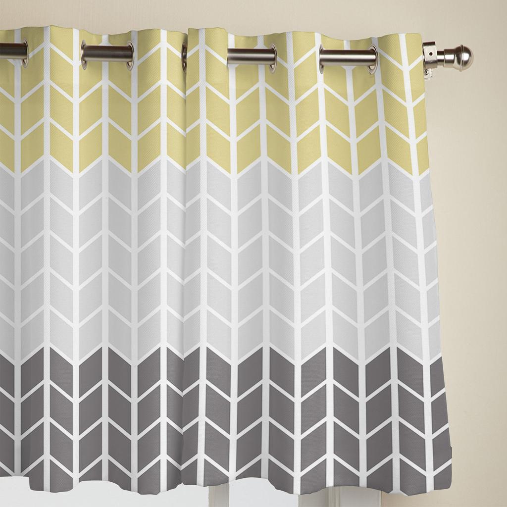 Геометрические желто-серые оконные шторы для гостиной, кухни, занавески с балдахином, домашний декор для детской комнаты