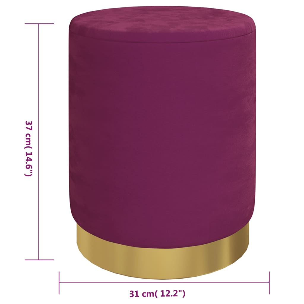 Round Storage Footstool Purple Velvet 31 x 37 cm
