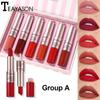 Double Head Without Sticking Cup Matte Fog Lip Gloss Two -in -one Bean Paste 6 Set of Box Lipstick Female Lip Glaze Set
