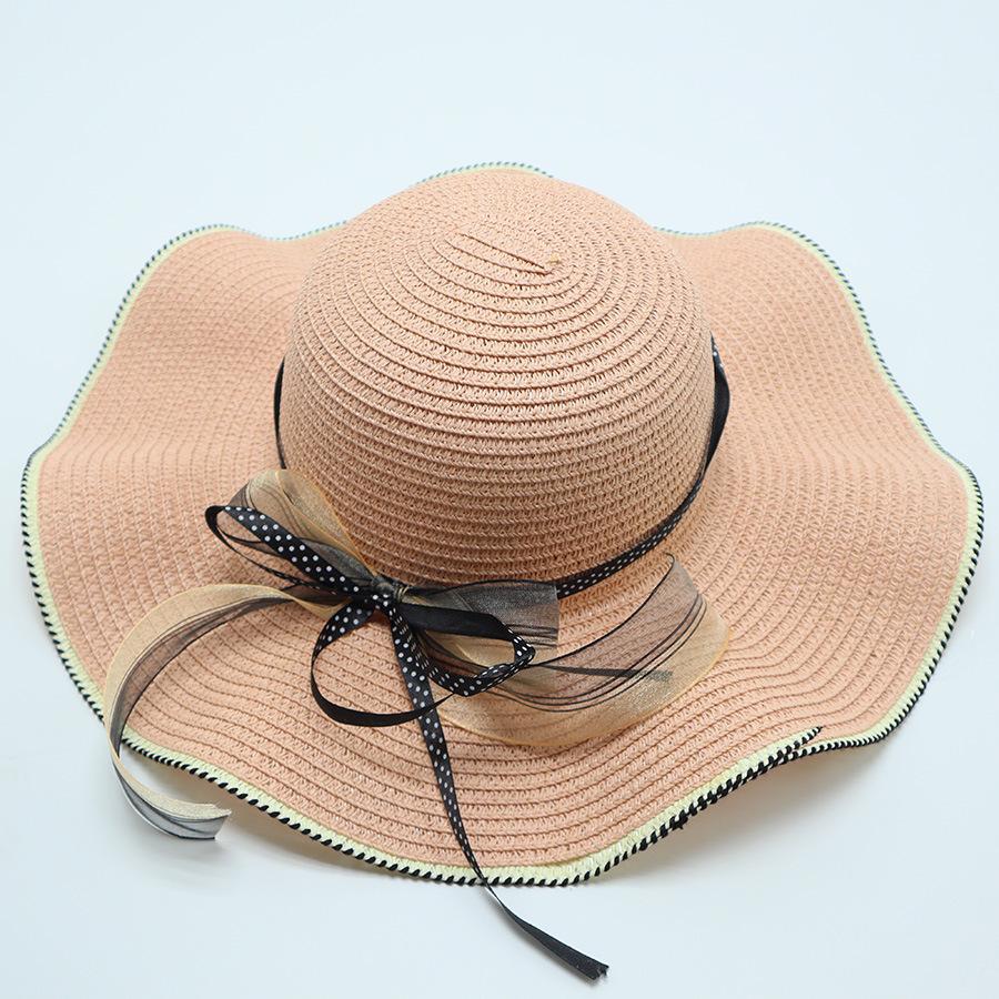 Летняя женская соломенная шляпа с большими карнизами для защиты от солнца и затенения, пляжная шляпа с большим краем для отпуска и путешествий, солнцезащитная шляпа