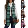 Женский жилет весна-осень с отложным воротником и клетчатым принтом, без рукавов, свободный однобортный жилет средней длины, пальто, верхняя одежда для школы и поездок на работу