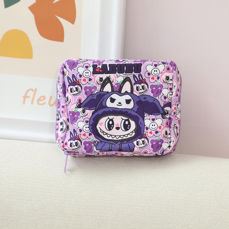 Cartoon Multi-color Canvas Women's Sanitary Napkin Storage Bag, Aunt Handkerchief Bag, Sanitary Cotton Storage Bag