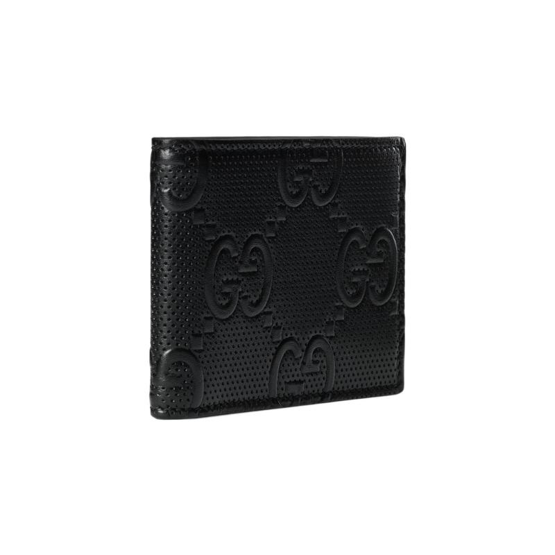 Gucci Складной кошелек-кардхолдер из кожи с тиснением GG, четыре слота для карт, мужской, черный